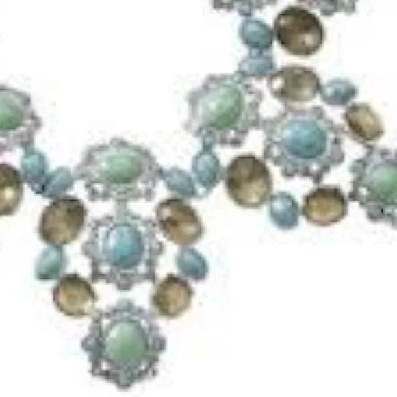 Lia Sophia NWT "Fondant" Necklace Silver Tone Aqua Mint Smoky Stones & Crystals - Picture 11 of 11